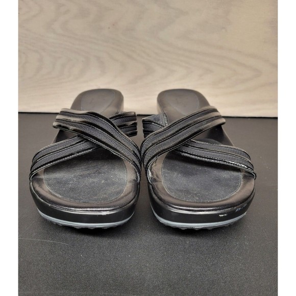 Cole Haan Air Women's SZ 11 B Sandals Platform Wedge Slip On Black Leather - Picture 3 of 9